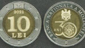 Молдова 10 леїв - 30 років Національному банку Молдови - 2021 рік - Зображення 1