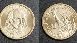 США 1 долар - 4 президент Джеймс Медісон (1809-1817) - 2007 рік - Зображення 1
