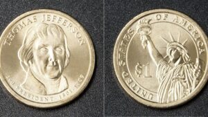 США 1 долар - 3 президент Томас Джефферсон (1801-1809) - 2007 рік - Зображення 1