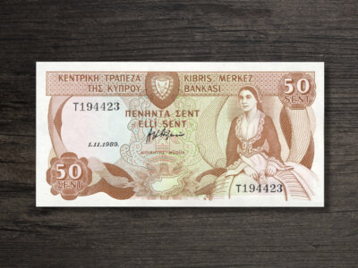 Банкнота Кіпр 50 центів - 1989 рік - аверс