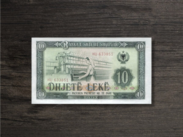 Банкнота Албанія 10 леків - 1976 рік - аверс