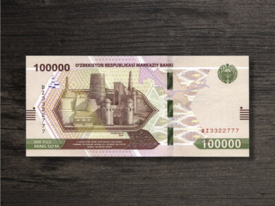 Банкнота Узбекистан 100000 сум - 2021 рік - аверс