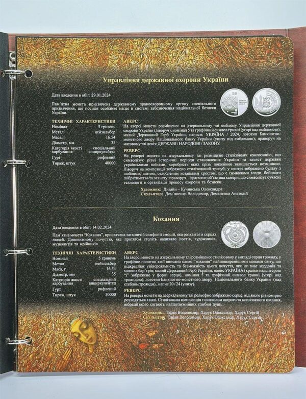 Папка-альбом для юбілейних монет України 2024 року - інформація