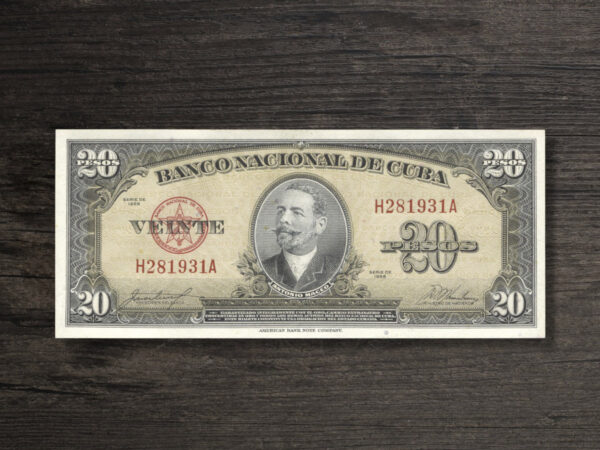 Банкнота Куба 20 песо - 1958 рік - аверс