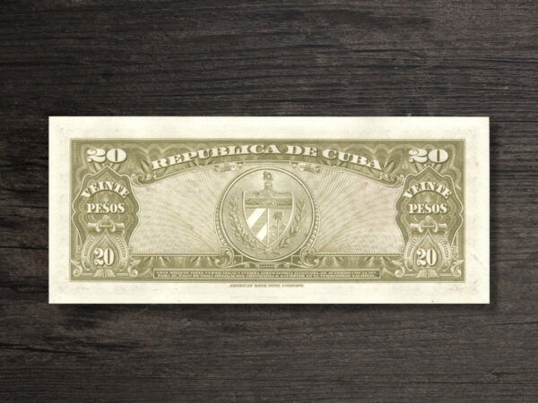 Банкнота Куба 20 песо - 1958 рік - реверс