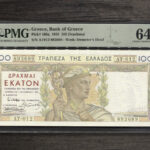 Банкнота Греція 100 драхм - 1941 рік PMG64 - аверс