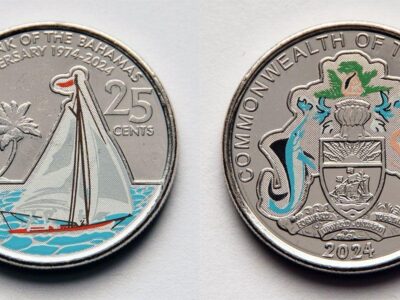 Багамські острови 25 центів - 50 років Центральному банку Багамських островів - 2024 рік