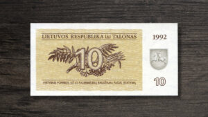 Банкнота Литва 10 талонів - 1992 рік - аверс