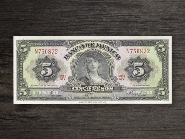 Банкнота Мексика 5 песо - 1963 рік - аверс