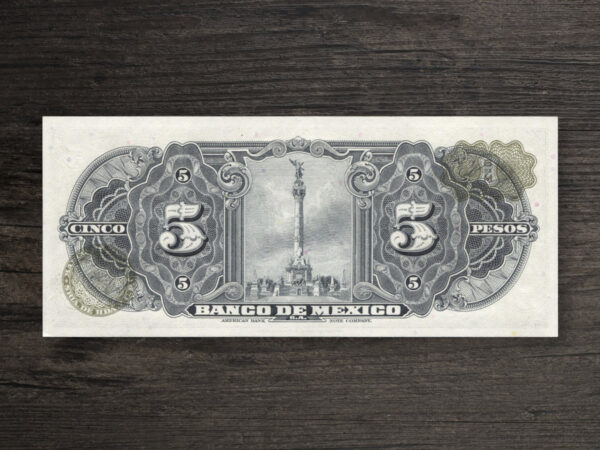Банкнота Мексика 5 песо - 1963 рік - реверс