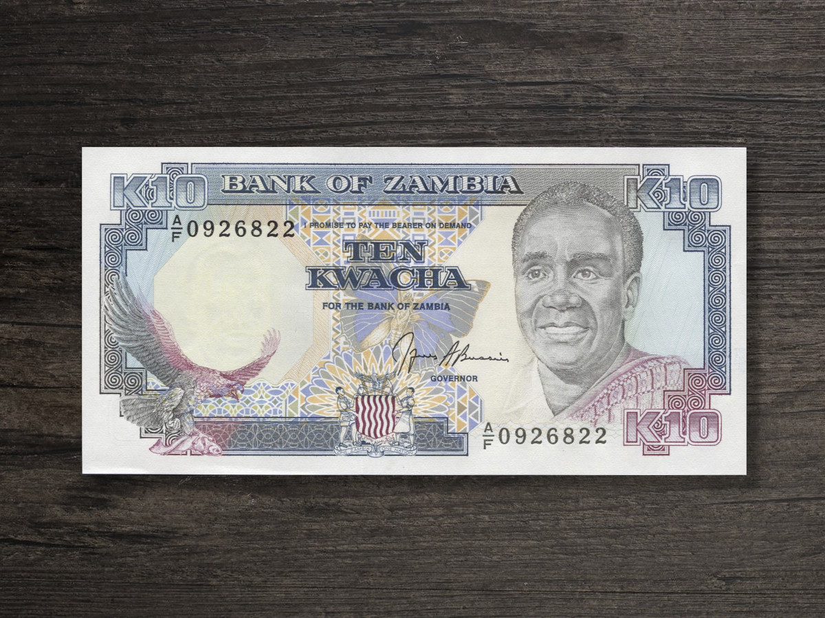Банкнота Замбія 10 квач – 1989 рік