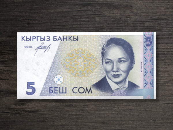 Банкнота Киргизстан 5 сомів - 1994 рік - аверс Банкнота Киргизстан 5 сомів - 1994 рік - аверс