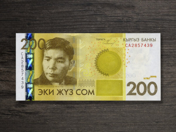 Банкнота Киргизстан 200 сомів - 2010 рік - аверс Банкнота Киргизстан 200 сомів - 2010 рік - аверс